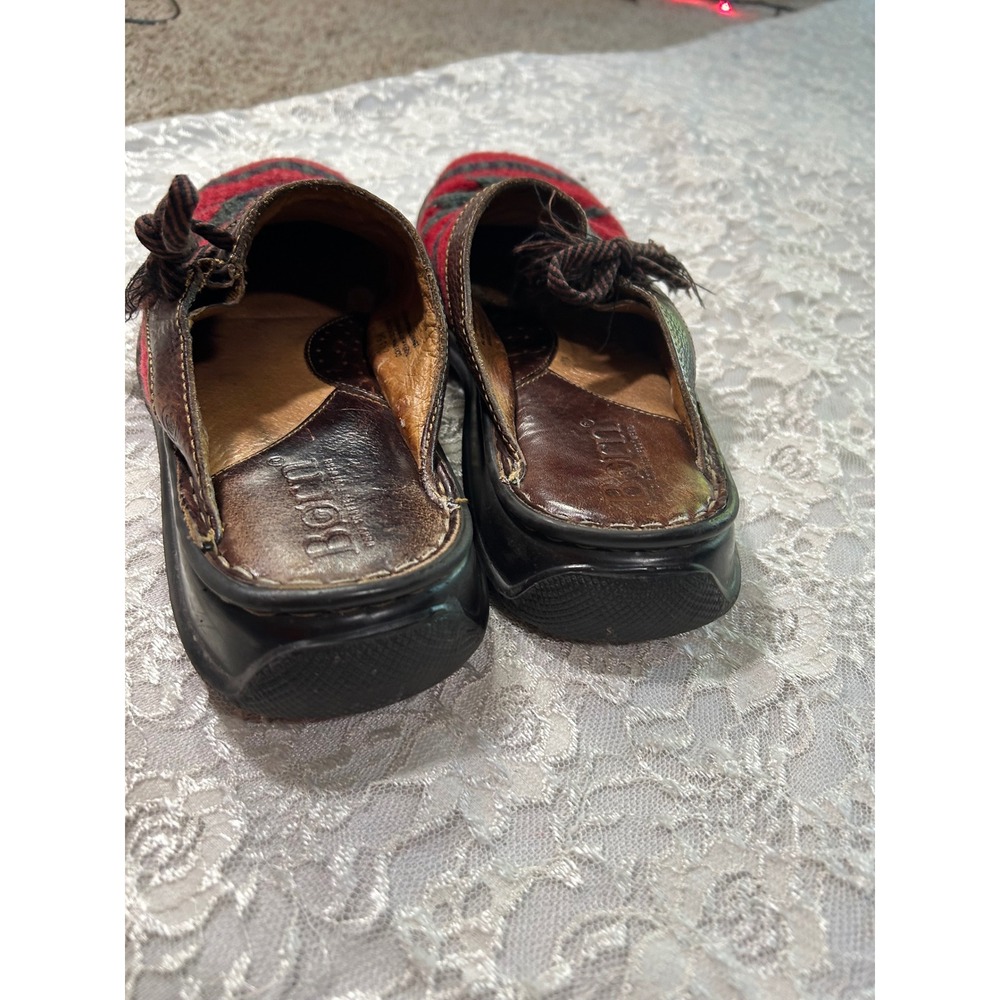 Born Red Wool Southwestern Leather Mules Clogs 9 Tribal Aztec Boho Rustic Fall - Picture 6 of 11